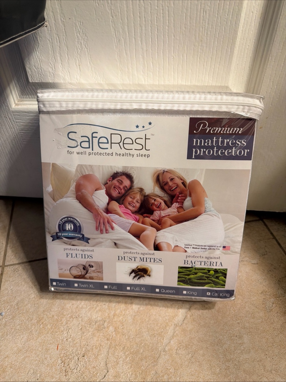 SAFEREST PREMIUM FLUIDS BUGS BACTERIA MATTRESS PROTECTOR CAL-KING NEW